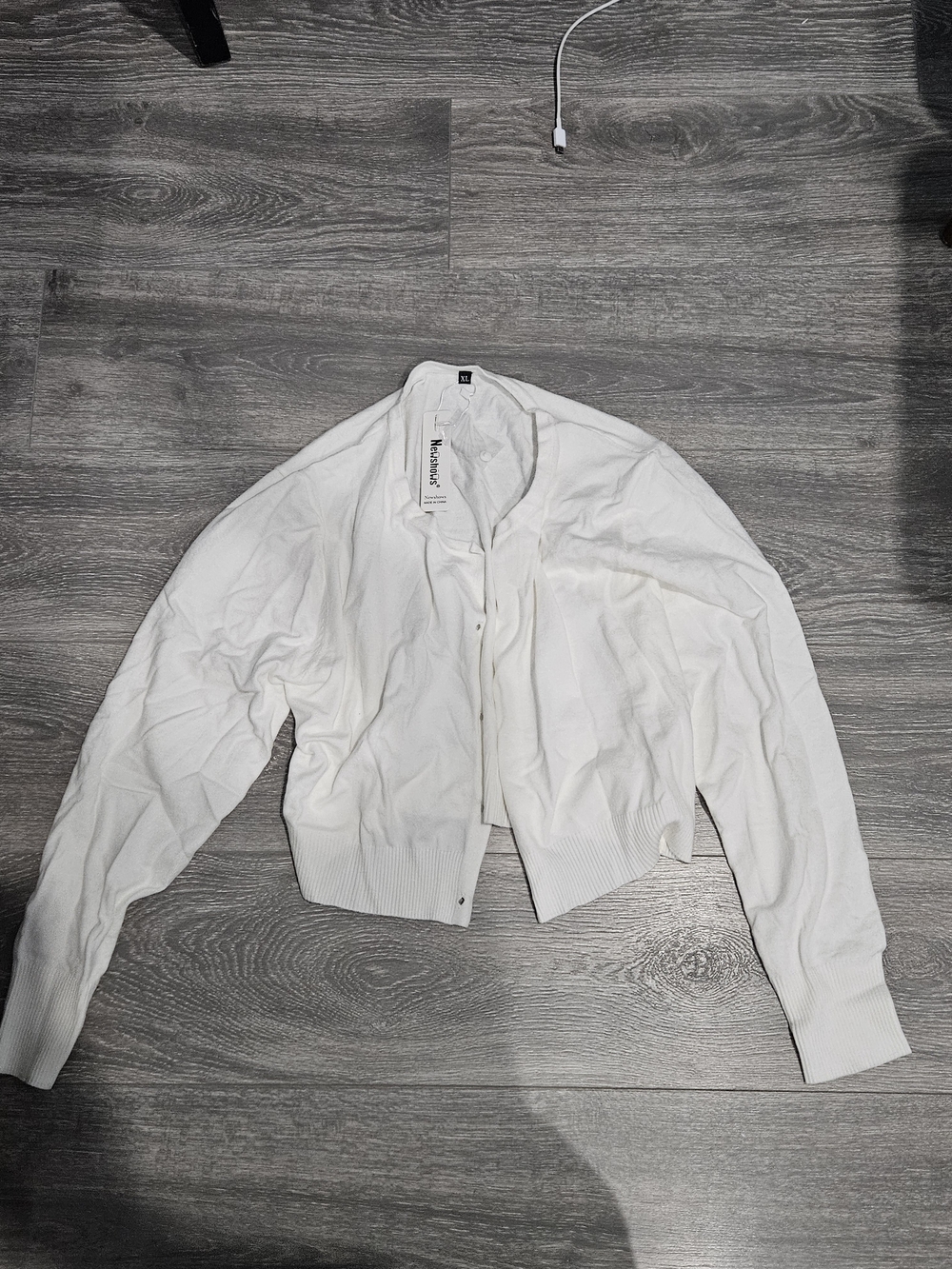 Newshows White Cropped Bomber Jacket